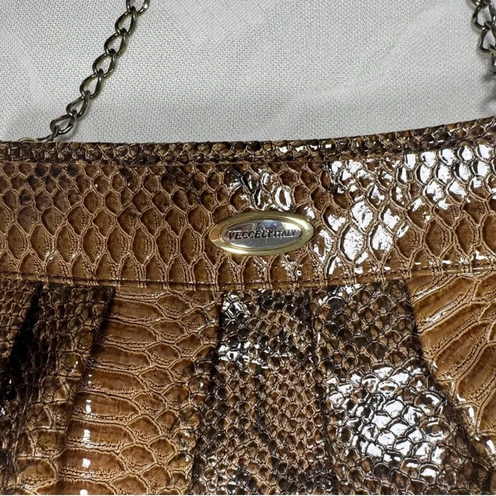 Vecceli Italy Brown Snakeskin Shoulder‎ Bag